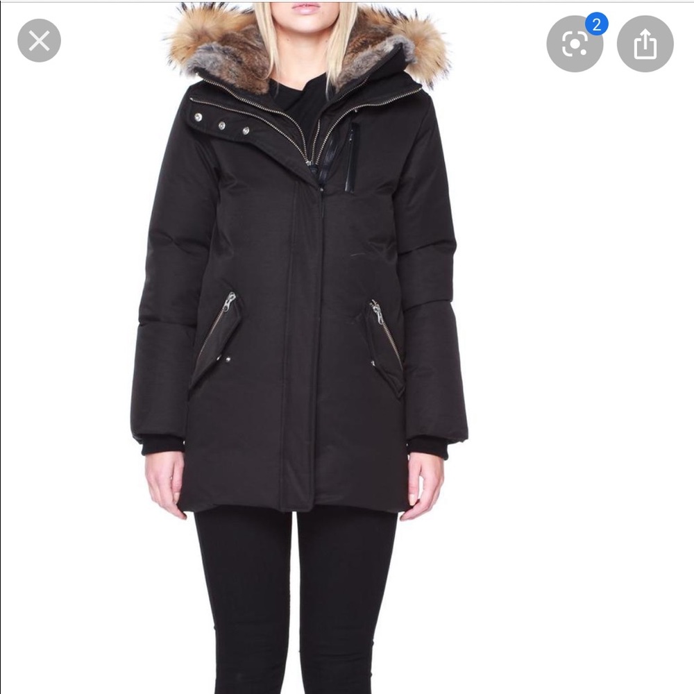 Mackage Down Parka Coat black in XS real fur